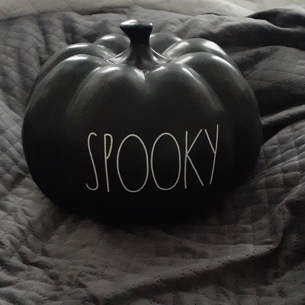 🆕️ LARGE RAE DUNN SPOOKY BLACK PUMPKIN.